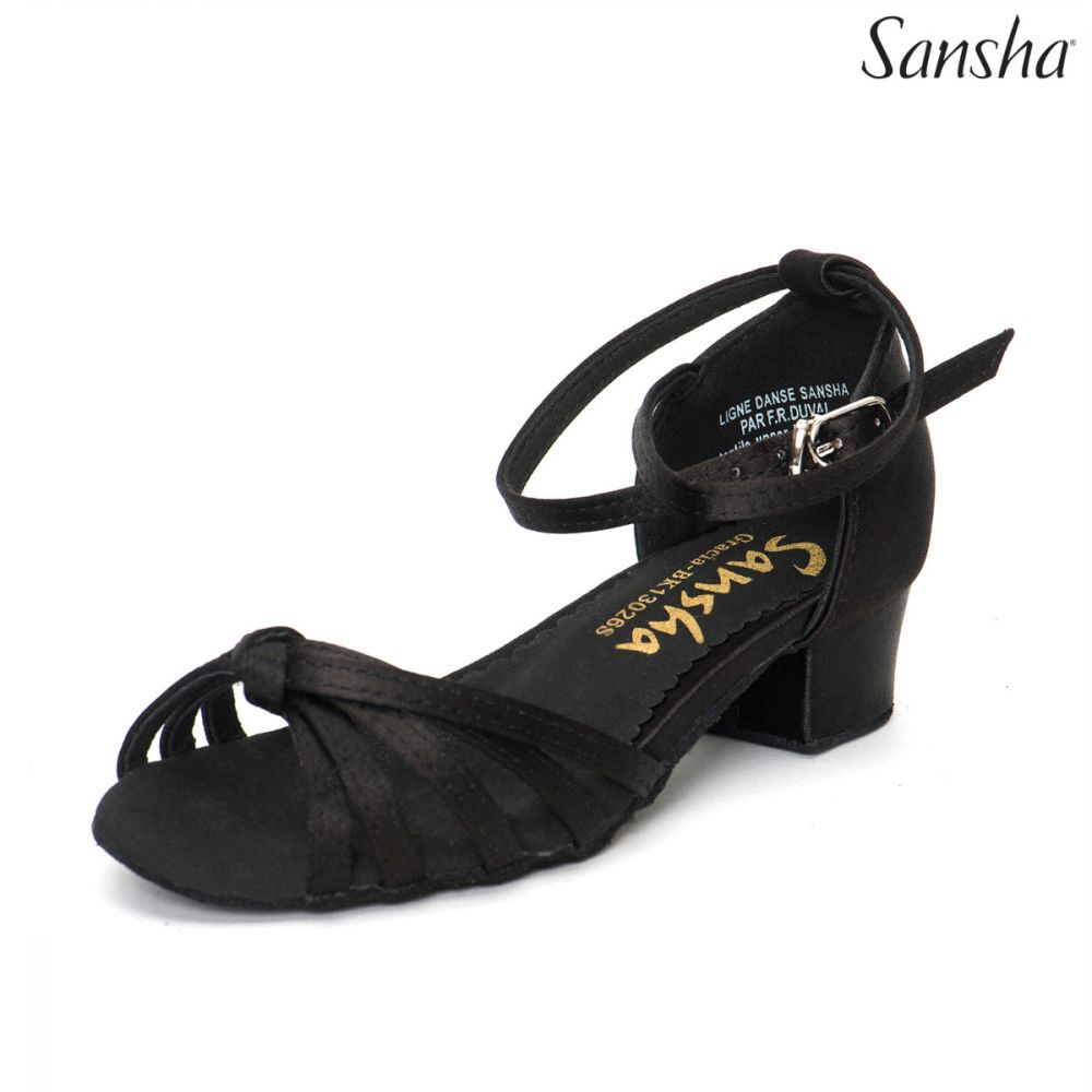 Buty dziecięce latino Sansha Gracia (obcas klocek) czarne i beżowe - obrazek 7