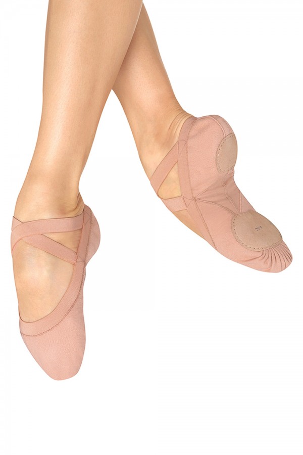 Baletki płócienne Bloch Pro Elastic S0621L różowe i beżowe - obrazek 3